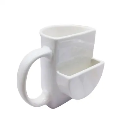 Изцяло бяла керамична чаша за бисквити